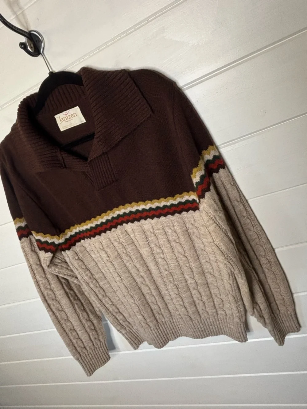 Vintage 1970’s Jantzen Shawl Neck Sweater Size M Made in USA Retro Streetwear - Picture 4 of 11